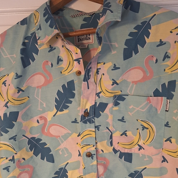 Party Pants Flamingo Banana Print Men's Shirt - Picture 2 of 16